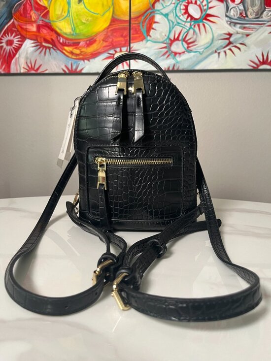 Peta + JAIN Zoe Mini Backpack Black Croc Embossed NWT main image 11